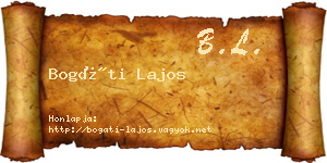 Bogáti Lajos névjegykártya